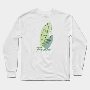 Green leaf with peace, inspirational meanings Long Sleeve T-Shirt